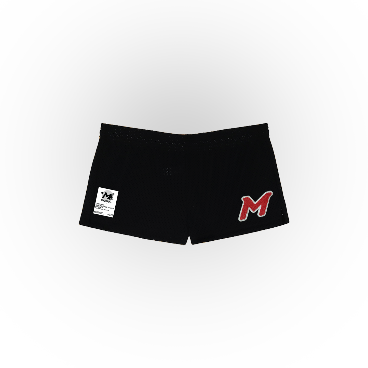 "logo patch" booty mesh shorts (womens)