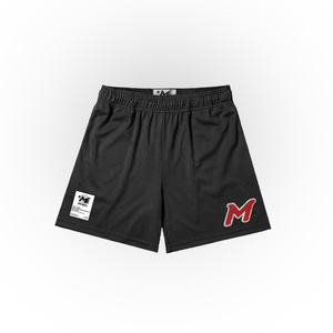 "logo patch" mesh shorts (black/red)